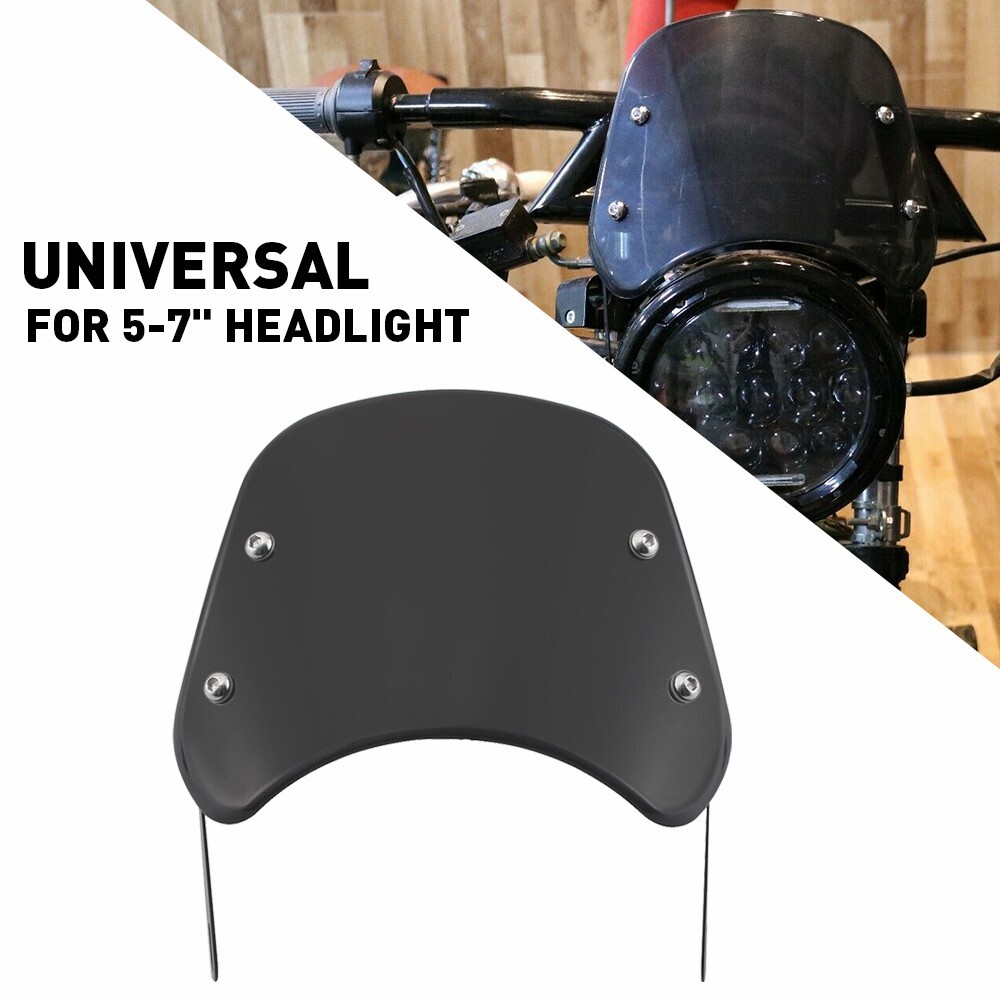Motorcycle Windshield Front Universal Flyscreen Windscreen w/Mount Bracket 5"-7"