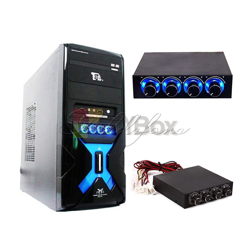 3.5" PC HDD CPU 4 CH Four Channel Fan Speed Controller Led Cooling Front Panel
