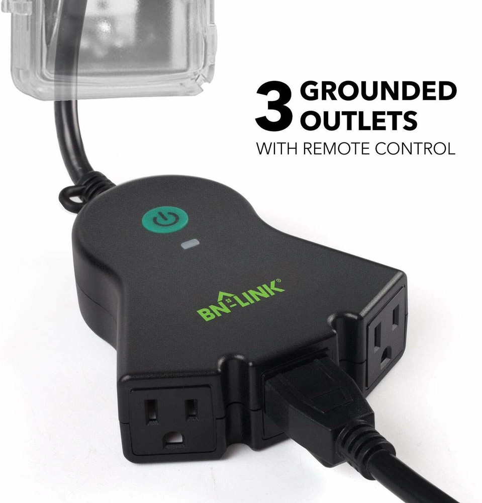BN-LINK Outdoor Wireless Remote Control Electrical Outlet Switch 3 Side Outlets