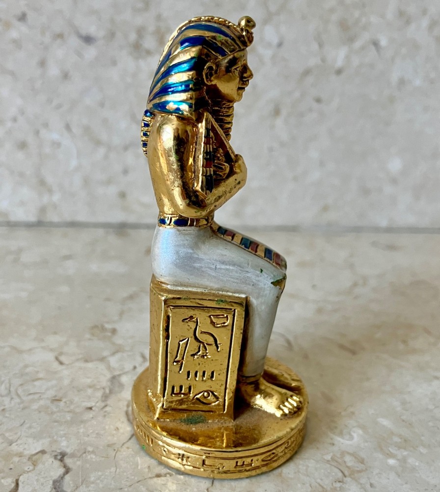 Mini Egyptian Pharoah Figurine Figure 2-3/4" - Signed