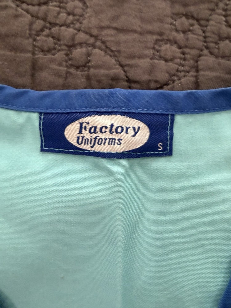 Factory Uniforms Light Blue Blue Unisex Medical Scrubs Set Solid Pattern Size S