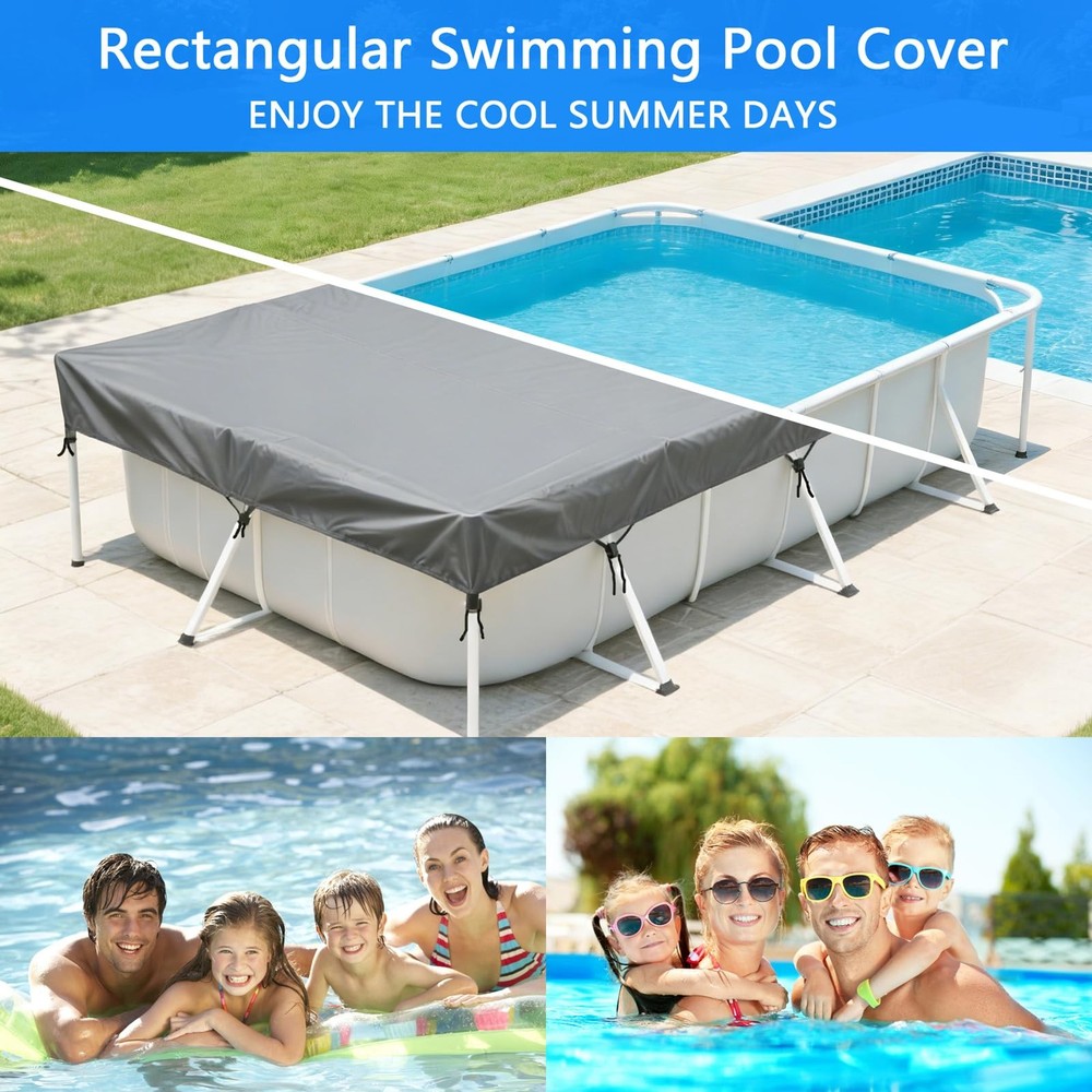 118 x 78 inch Rectangle Pool Cover 9.8 x 6.5 ft Rectangular Frame Pool Covers...
