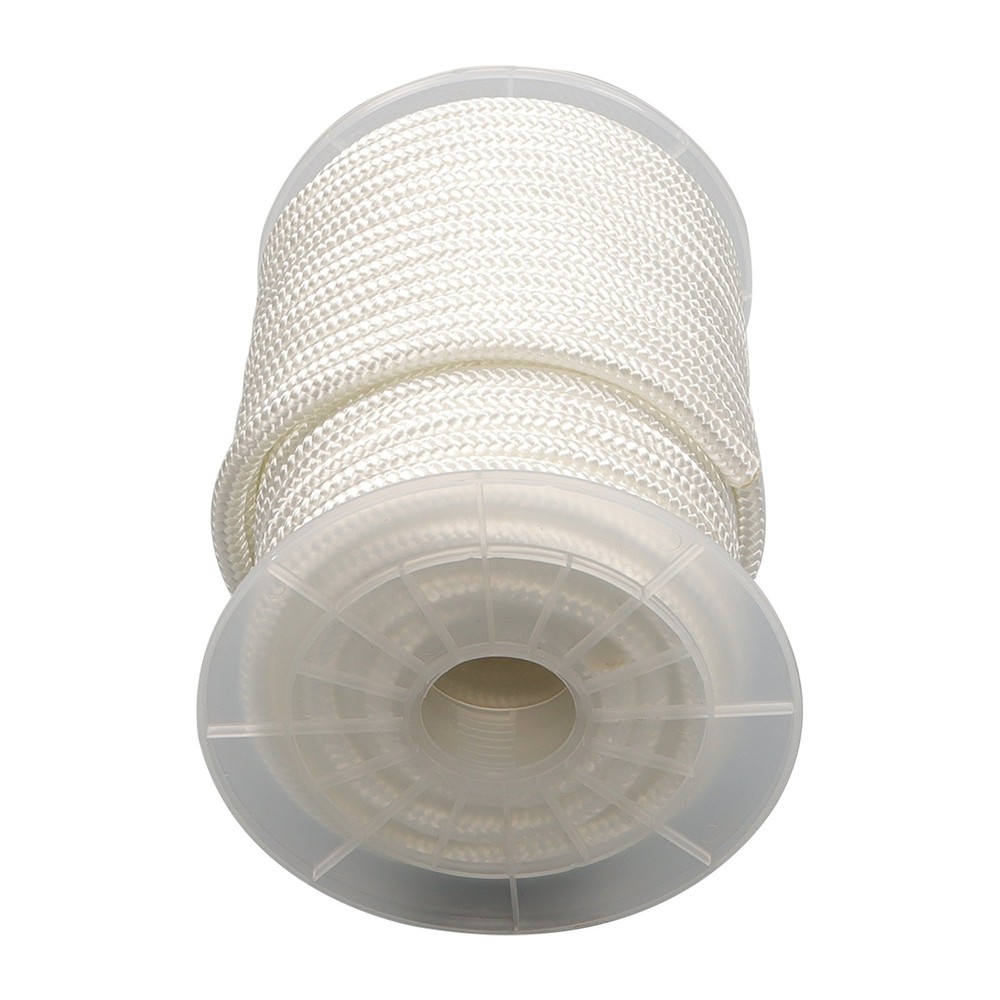 3/8 Inch White Nylon Rope 100 Foot Spool 100% Nylon Solid Braid Rope Dyeable