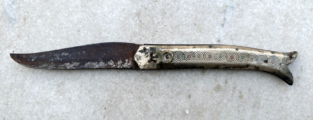 Antique Old Hand Crafted Brass Handle Iron Blade Folding Locking System Knife