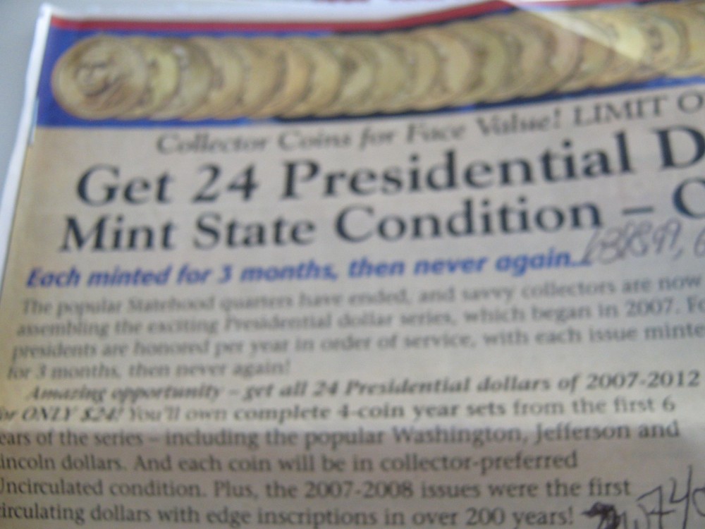 Presidential Dollars , 2007-2012 , 24 Uncirculated Dollars , Folder