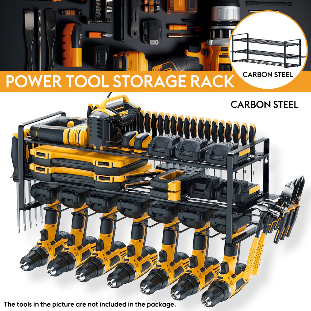 Heavy Duty Power Tool Organizer Drill 3-Layer Holder Wall Mount Storage Rack 26"