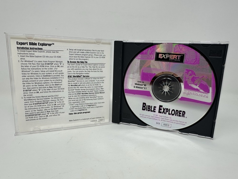 Bible Explorer Expert CD-Rom 1995 Expert Software MINT DISC!