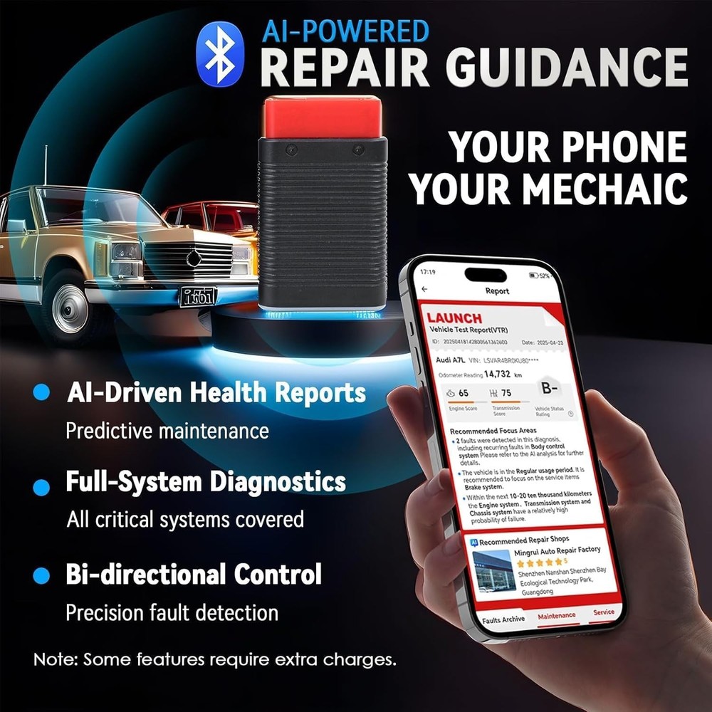 LAUNCH AIOBD Bluetooth OBD2 Scanner Full System Diagnostic For iPhone & Android