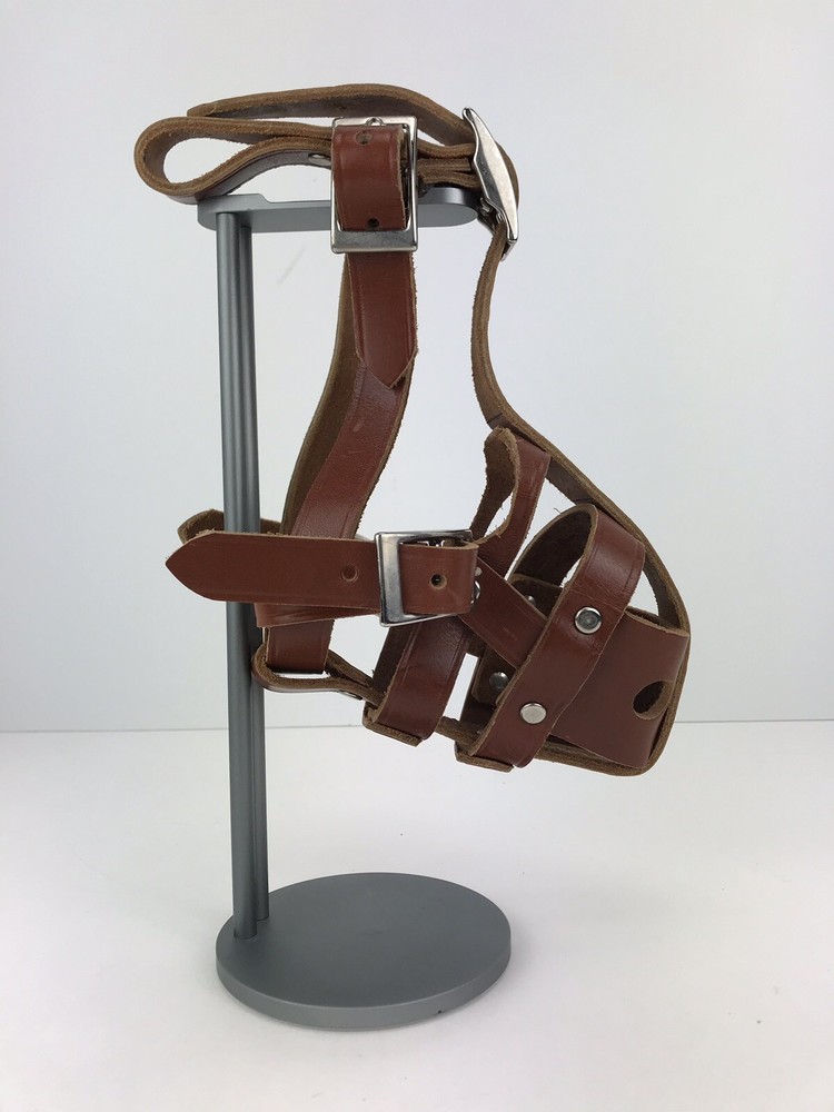Vintage Leather Muzzle Medium Build Adjustable Made Of Thick Brown Leather