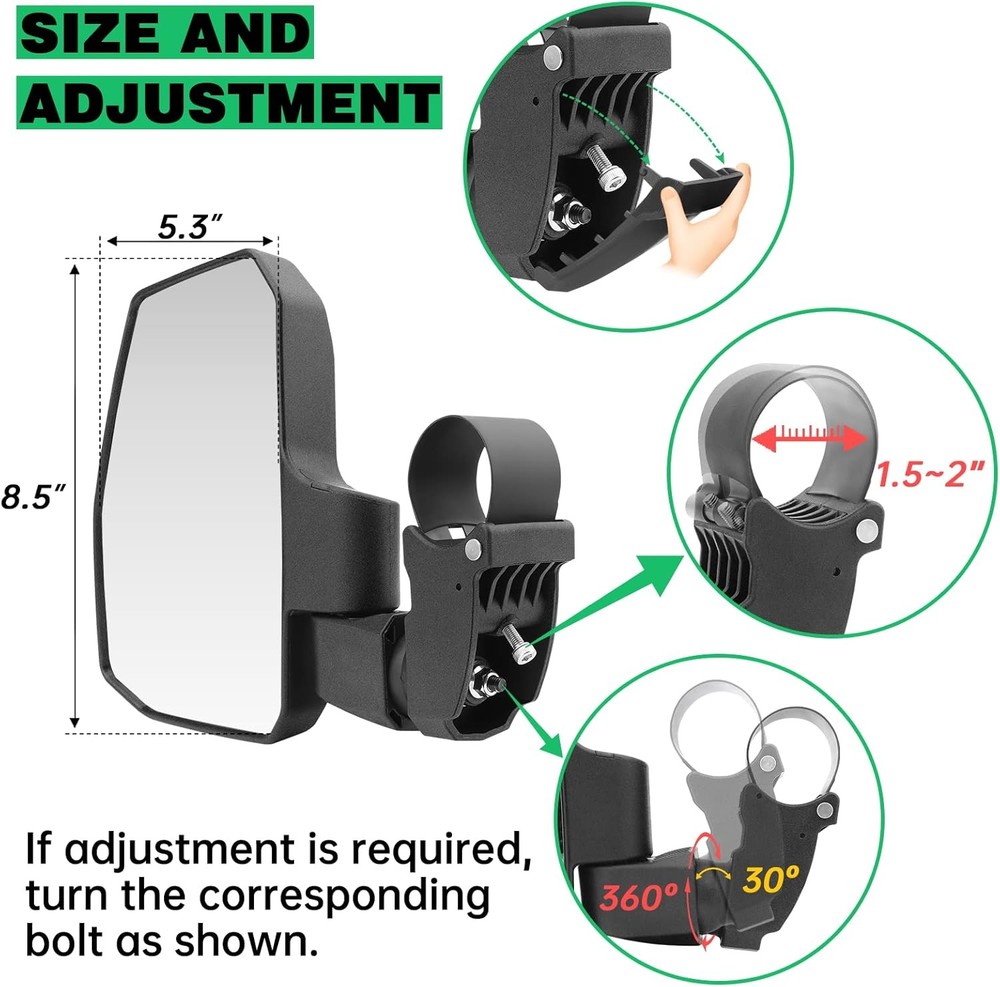 UTV Side Mirrors,You No Longer Need to Adjust by Hand,Innovative Automatic Reset