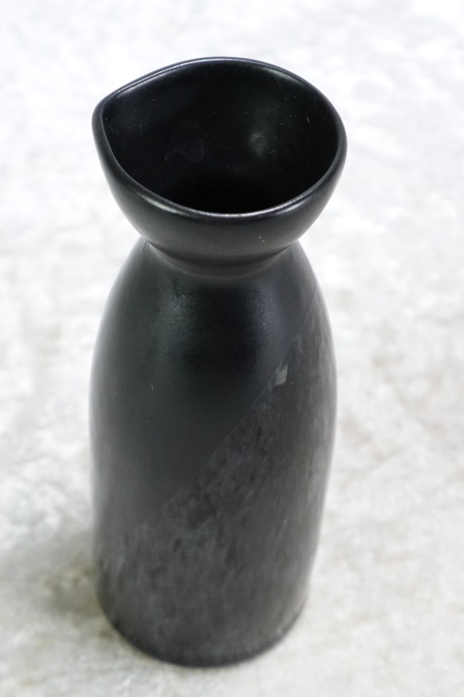 2-Tone Black Gloss & Matte Glaze 5 Ounce Sake Bottle 5 1/2" Ceramic