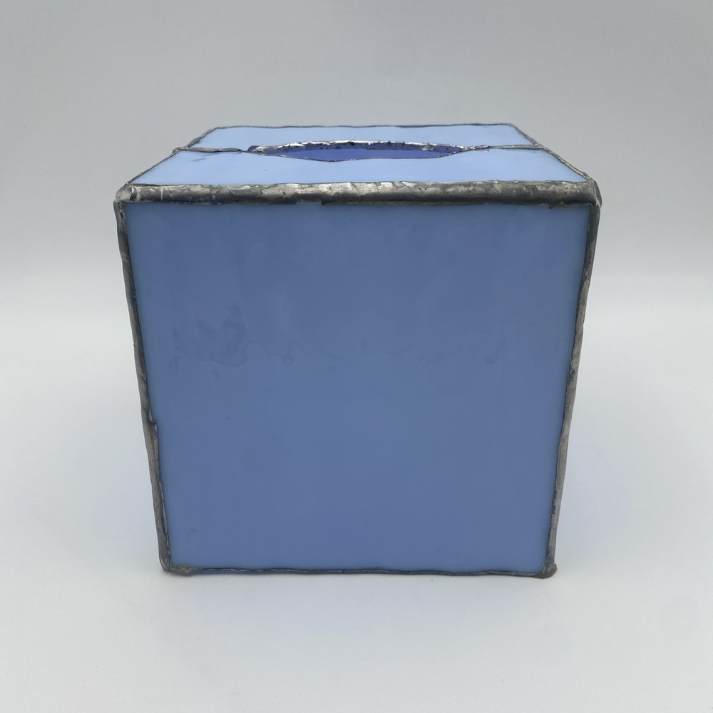 Stained Glass Tissue Box Light Blue