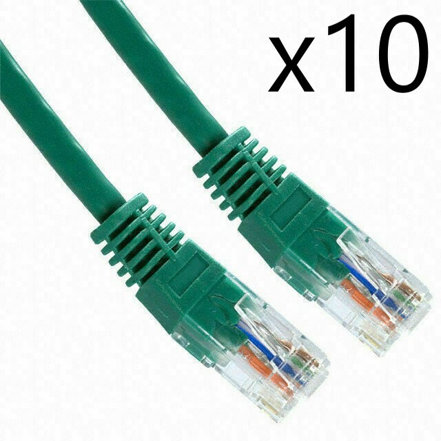 10 Pack Lot - 3ft CAT6 Ethernet Network LAN Router Patch Cable Cord Wire Green