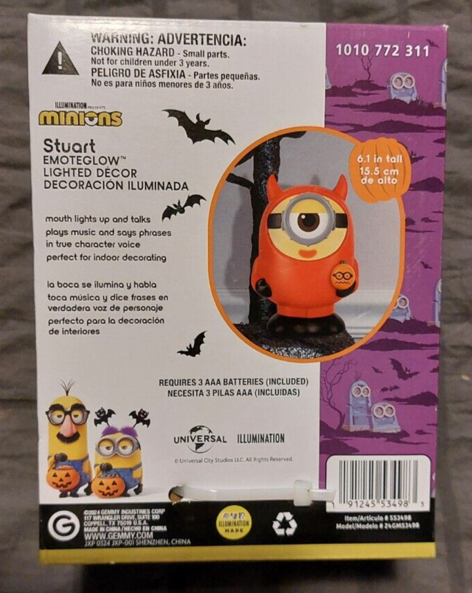 New Animated Minions Stuart Emoteglow -Shelf