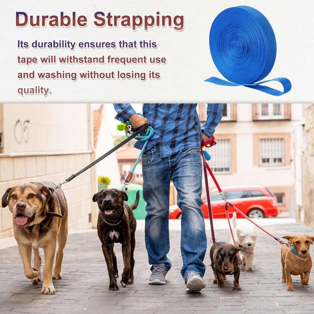 Nylon Webbing Strap, 22 Yards x 1" Polypropylene Flat Webbing Strap (Blue)