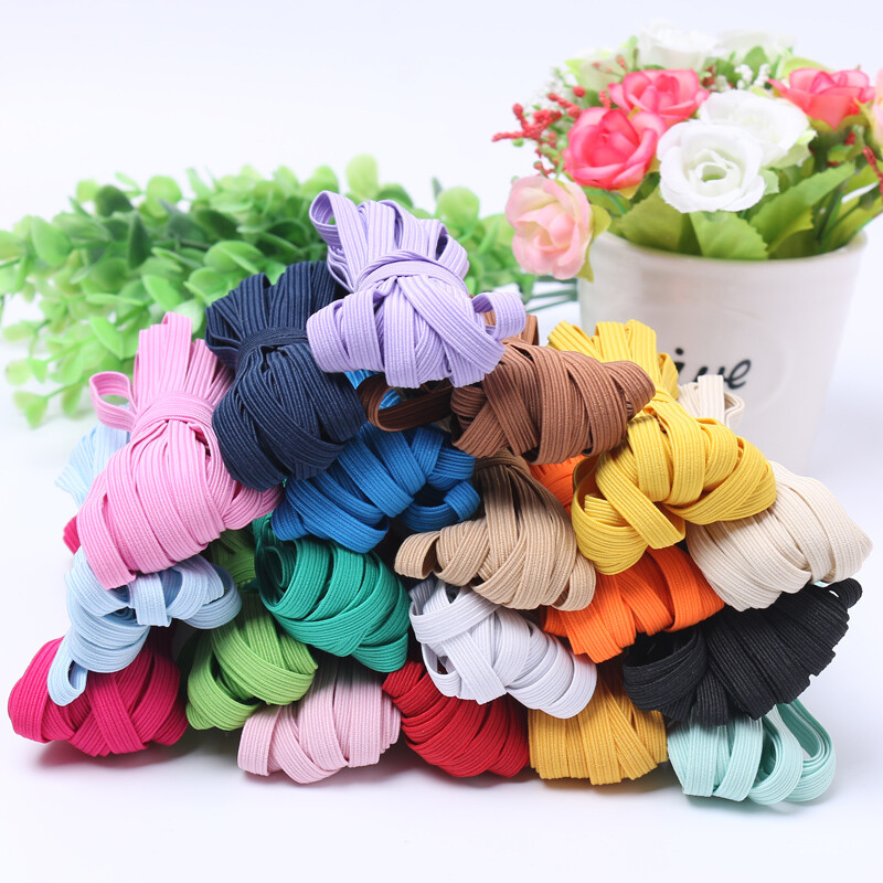 Flat Braided Elastic Band 1/4" (6mm),width White Black Multi Color 10 yards
