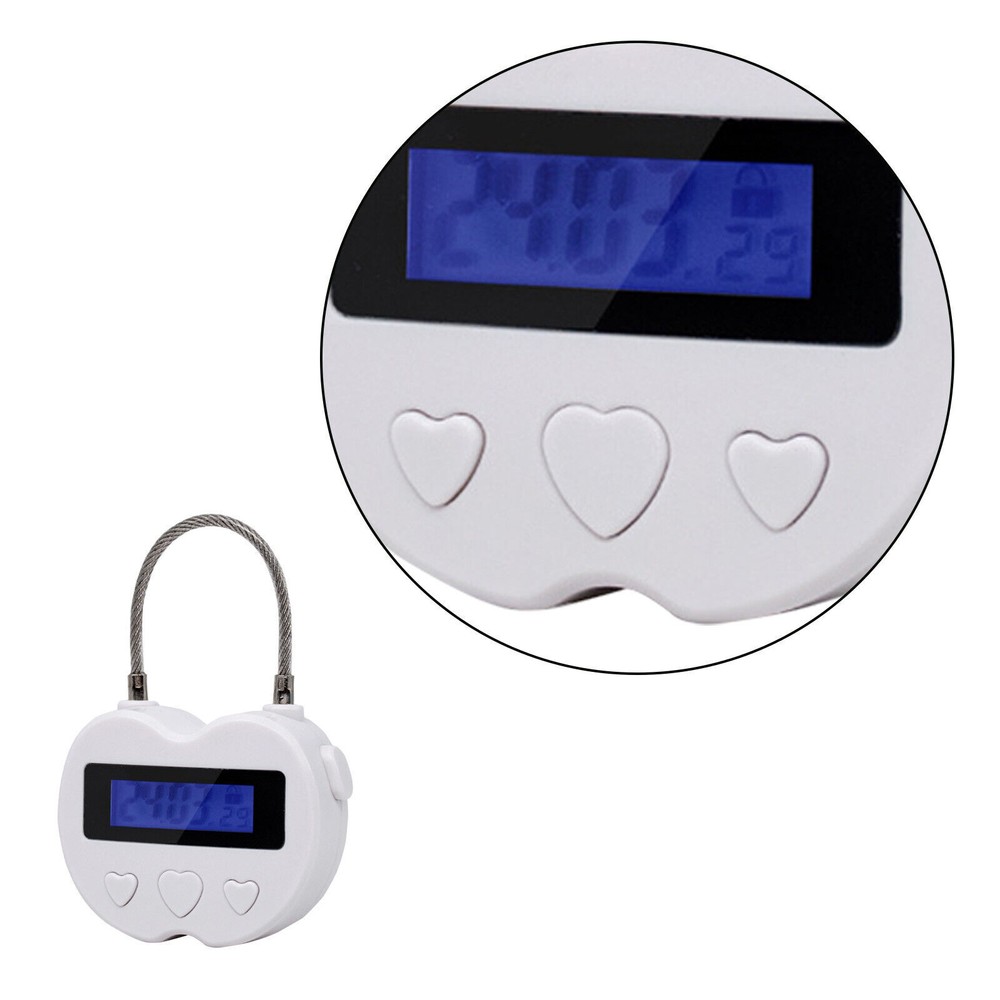 2PC White USB Rechargeable Smart Time Lock LCD Display Temporary Timer Padlock