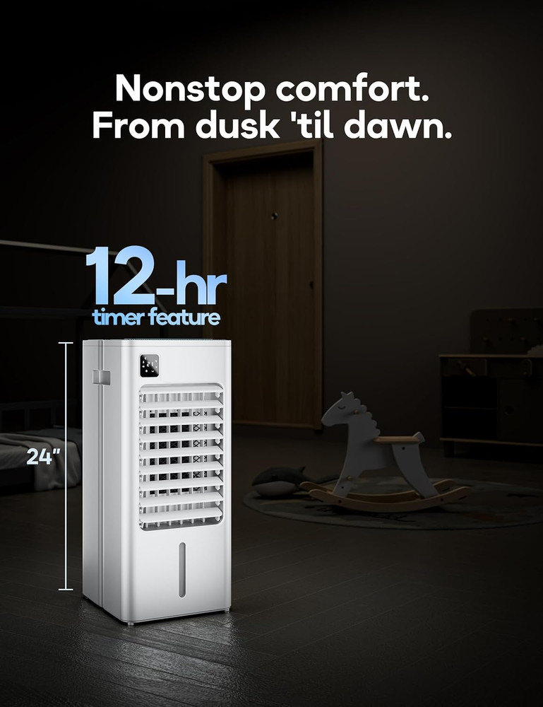 Portable Windowless Air Conditioner - 3 Speeds, Remote, 12H Timer, Oscillating