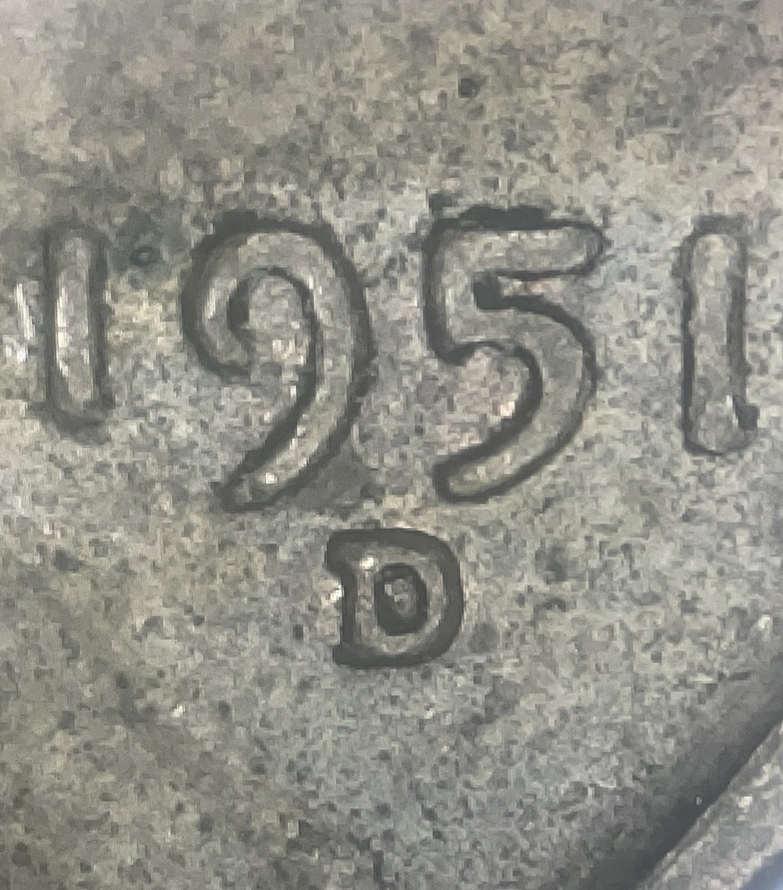 1951D Lincoln Cent DDO & Die Crack Reverse