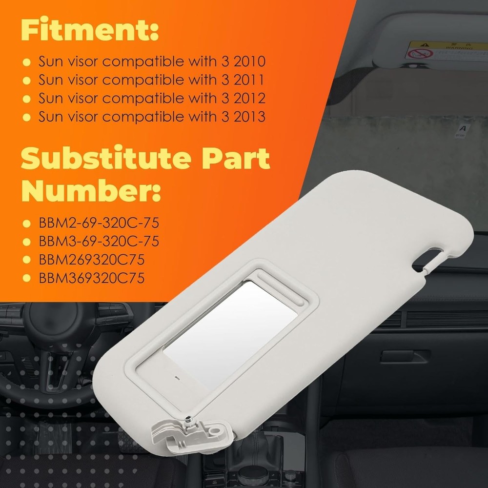 Pair Gray Sun Visor Driver&Passenger Side Compatible with 3 2010 2011 2012 2013