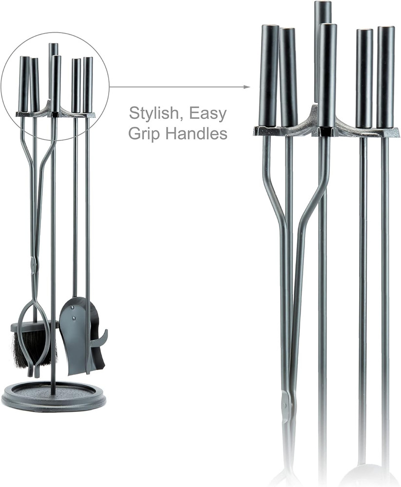 5-Piece Black Fireplace Tools Set (F-1070)