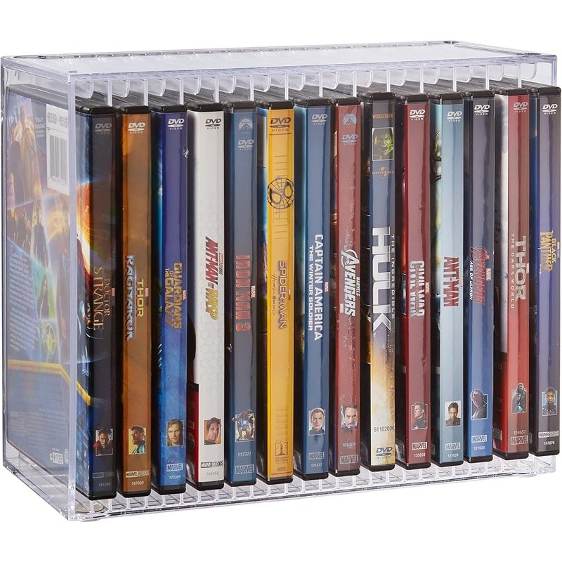 Stackable DVD Organizer Durable BPA-Free Clear Plastic Media Storage Solution US