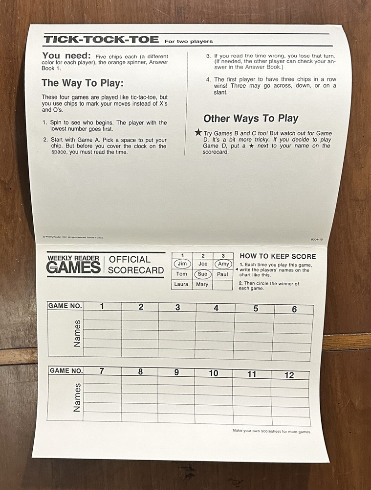 1981 Weekly Reader Learning Games Box Set