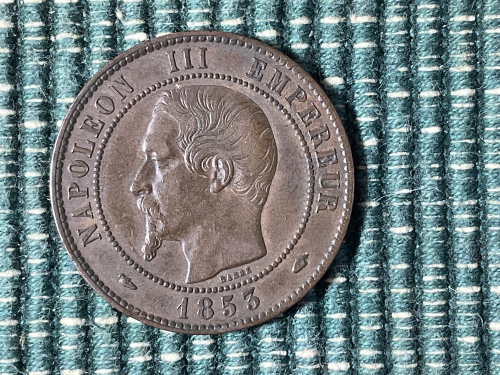 france 10 centimes 1853 mint mark