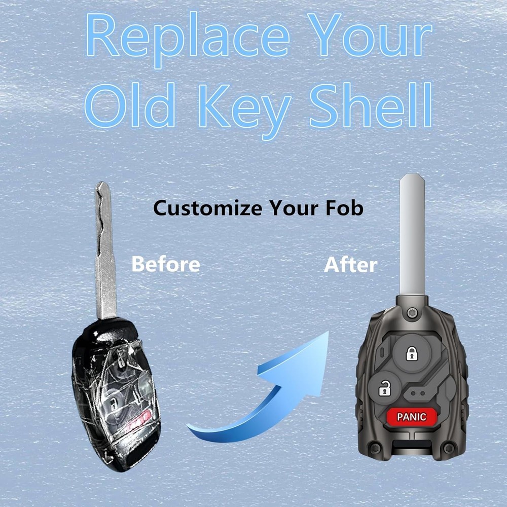 Key Fob Shell Case Replacement for Honda Accord Civic 3 Button Black