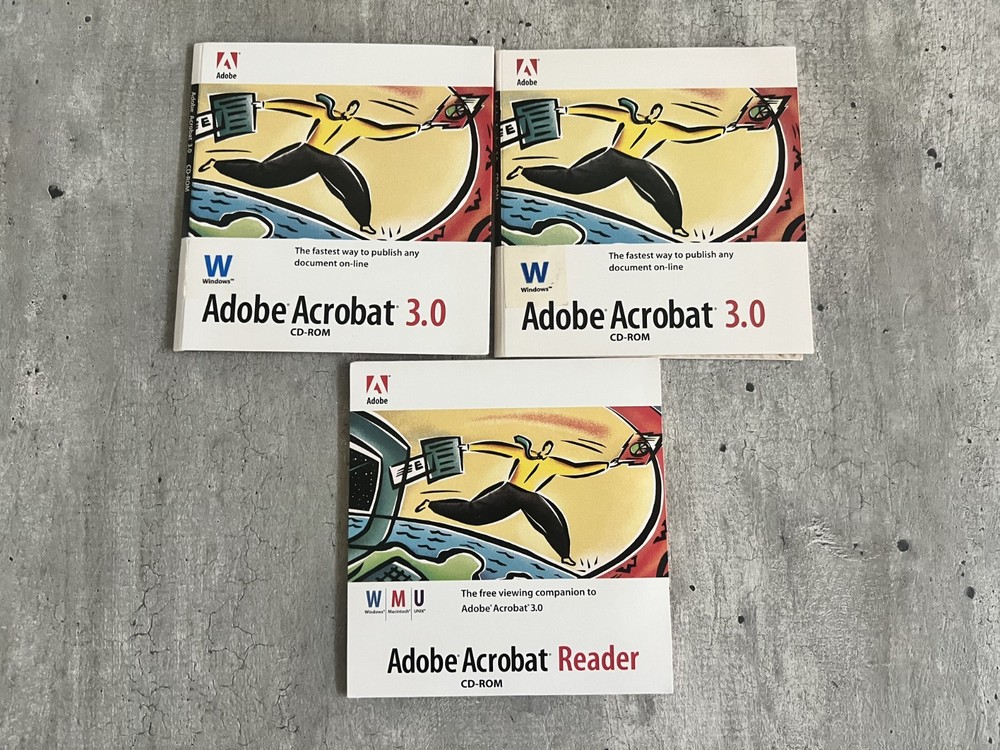 Adobe Acrobat v. 3.0 Reader +2 1991 For Windows Vintage W/ Serial Number