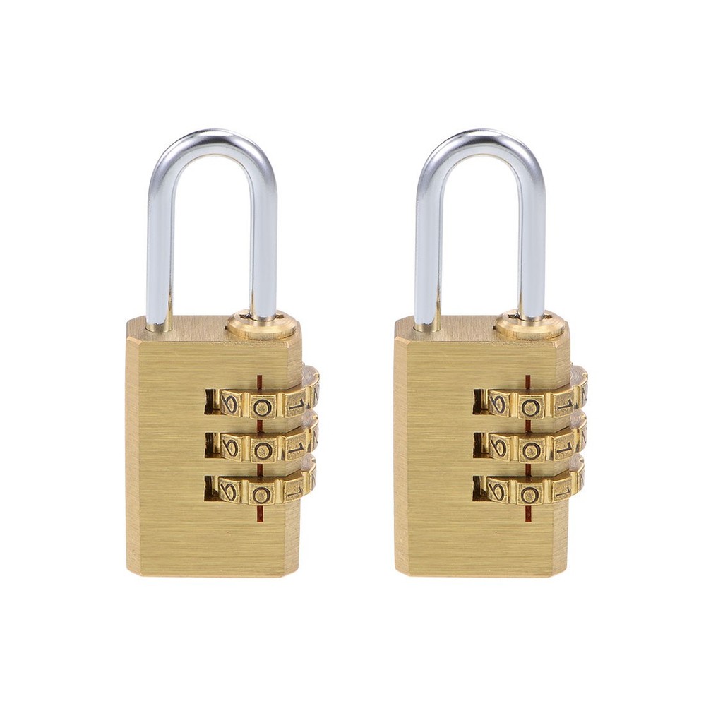 3 Digit Combination Padlock Brass Locks 3mm Shackle Diameter 2Pcs