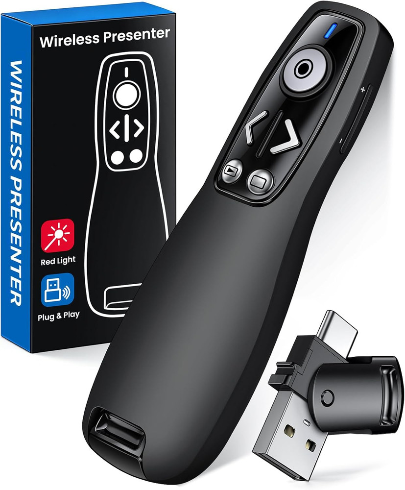 Presentation Clicker Wireless Presenter Remote for Powerpoint, Volume Control