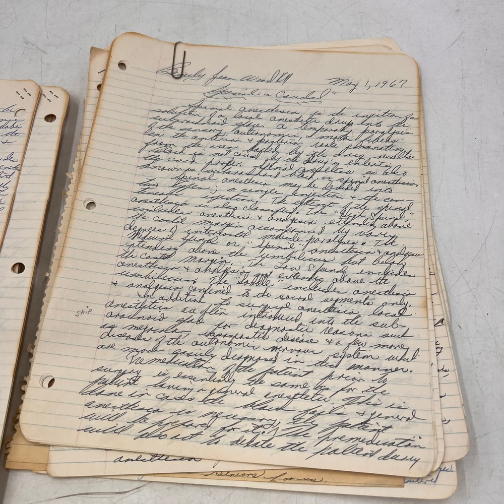 Vintage Medicine Science Note Term Papers School 1960s Class Handwritten Cursive