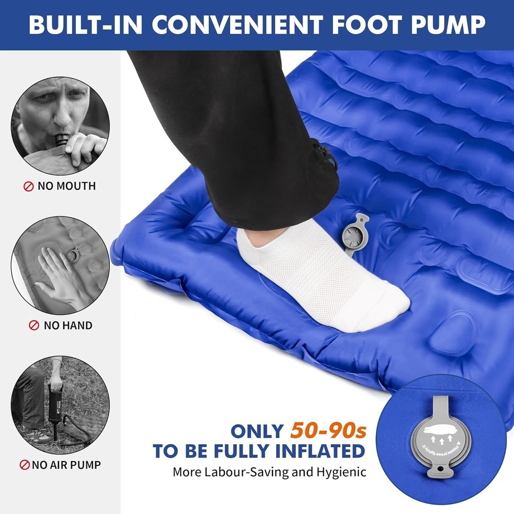 Convenient 4" Extra-Thick Inflatable Sleeping Mat for Camping & Backpacking