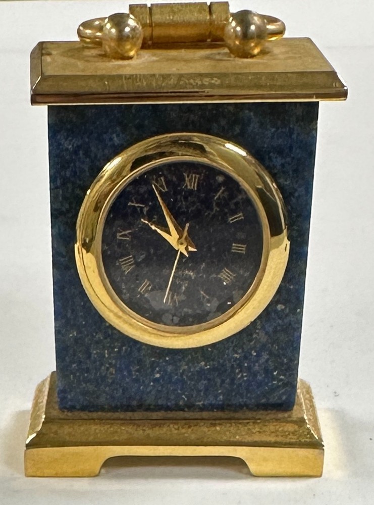 Vintage Miniature Lapis Clock 2"H