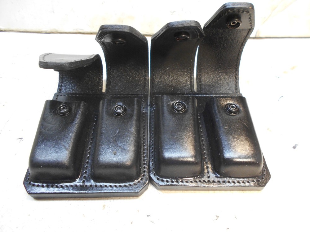 2 new black leather dbl magazine pouches