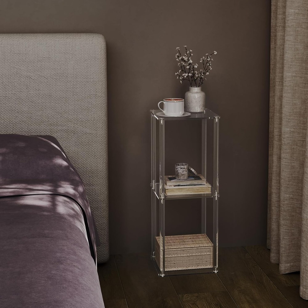 Acrylic Drink Table Small Spaces 10" Square Clear Small Side Table/End Table