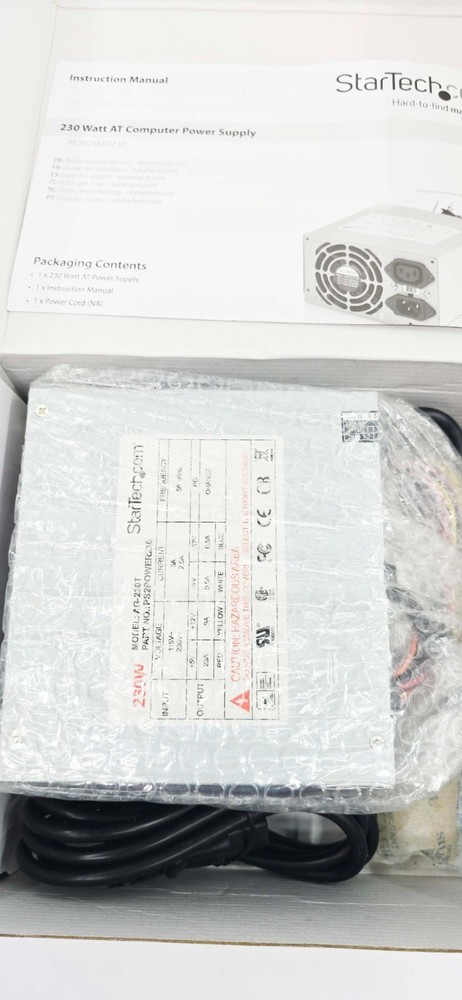 StarTech PS2PWER230 230 Watt Replacement PC Computer PS2 AT Power Supply