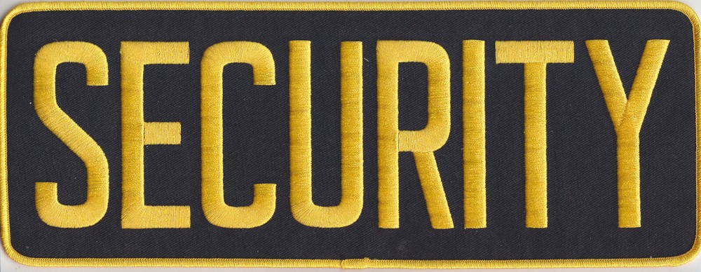 SECURITY Medium Gold on Midnight Navy Back Panel Uniform Patch 11" X 4"