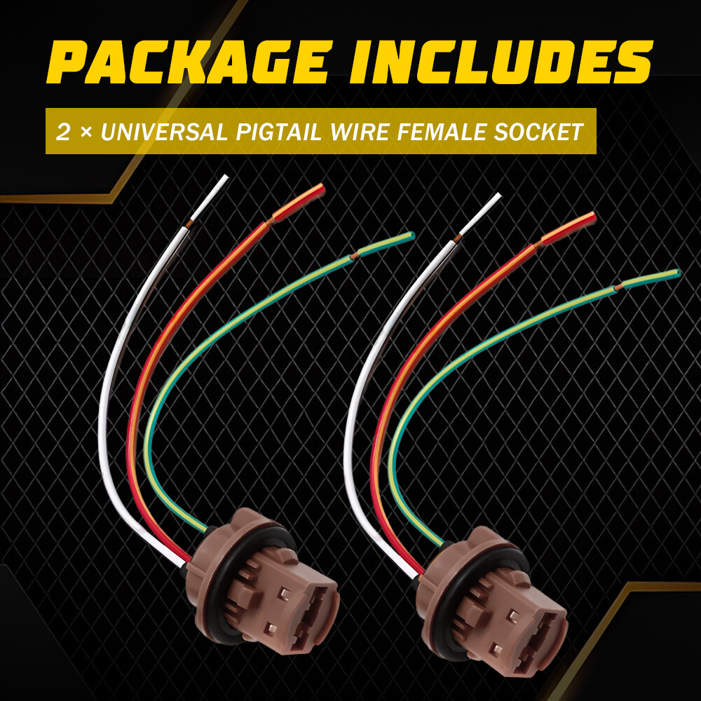 Universal Pigtail Wire Female Socket 7443 Two Harness Brake Stop Tail Replace