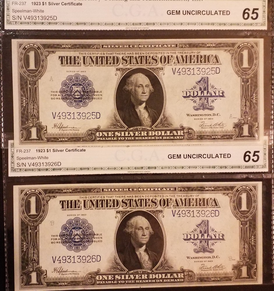 1923 $1 Silver Certificate Cut Sheet (Fr. 237) - Uncirculated