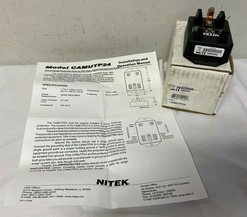 Nitek CAMUTP24 Camera Surge Protection Panel