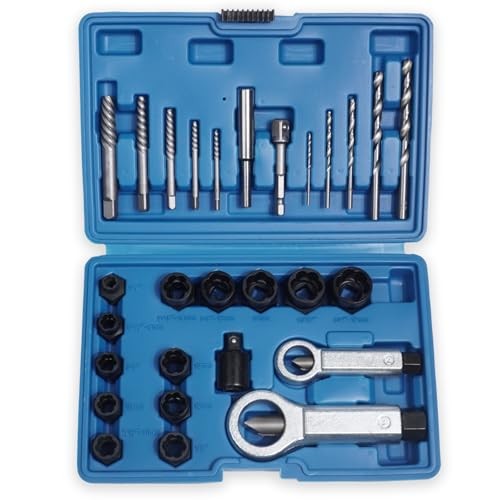28pcs Spiral Socket Wrench Set with Extractors & Nut Splitters | Chromoly