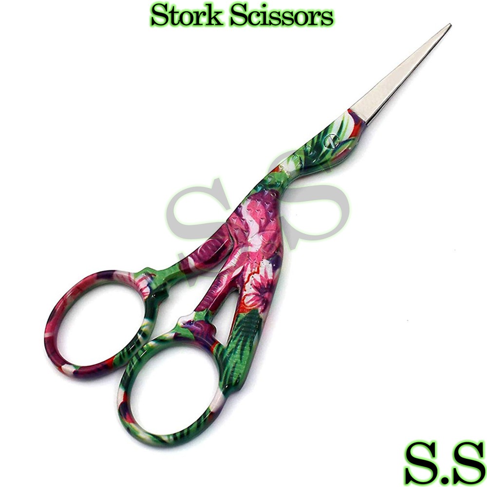 4.5" Stainless Steel Sharp Tip Classic Stork Scissors Color Coded BTS-159