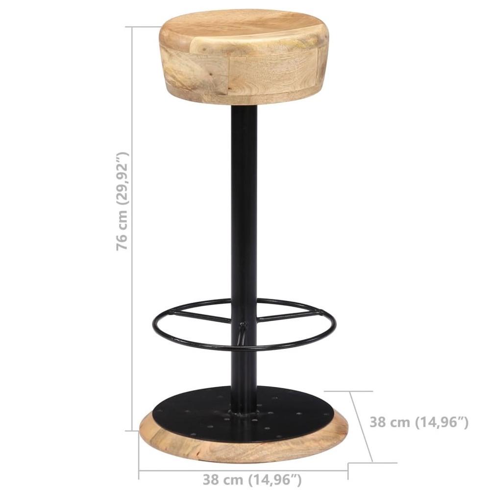 Bar Stools 2 pcs Solid Mango Wood