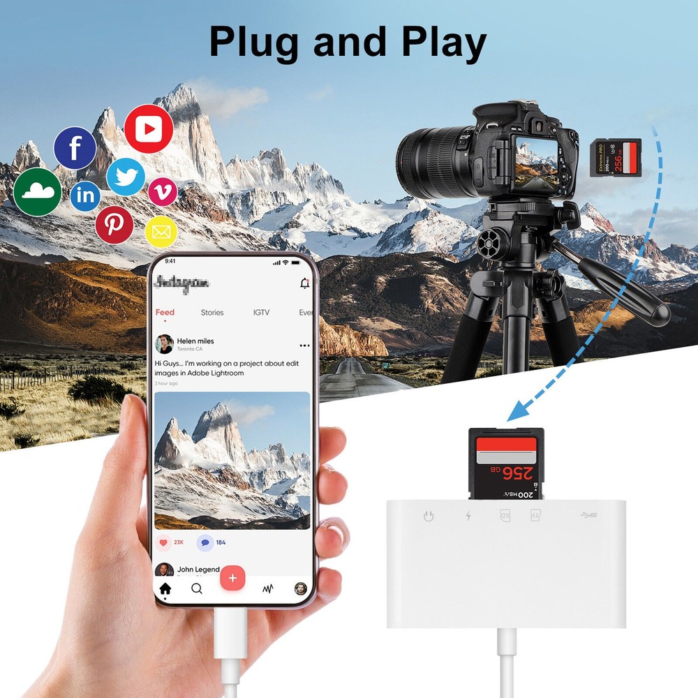 5-IN-1 USB-C/Type C Memory Card Reader Hub Adapter for Micro SD SDXC CF SDHC