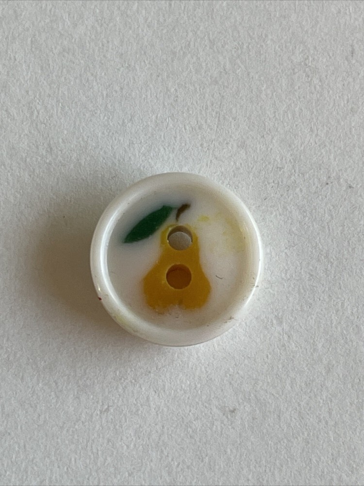 Vintage Plastic Pear Fruit Cookie Button Sew Through 2 Hole 7/16”