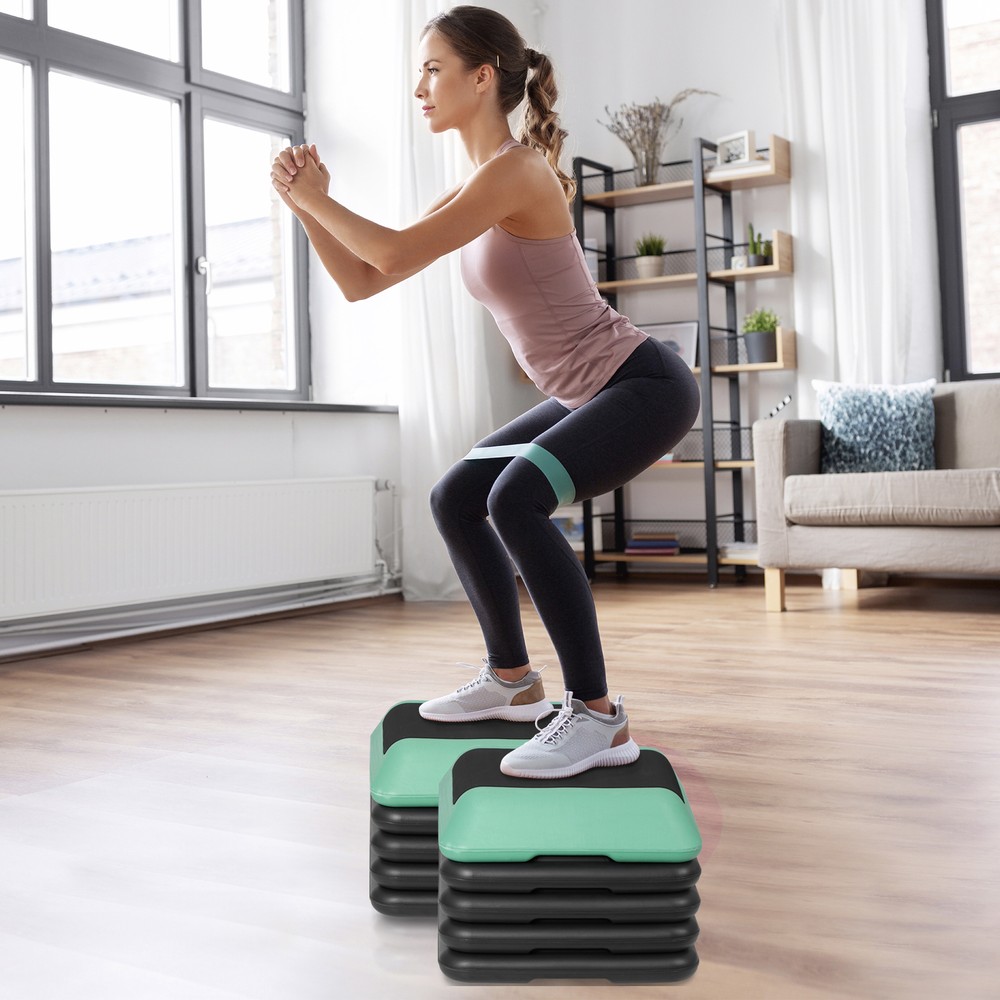 16"x16" Adjustable Step Aerobic Stepper Platform 4"-12" Exercise Workout Green
