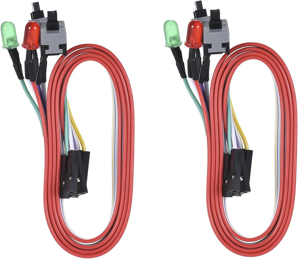 2 Pack Desktop Computer Case Motherboard On/Off/Reset/Hdd Switch Power Cord PC