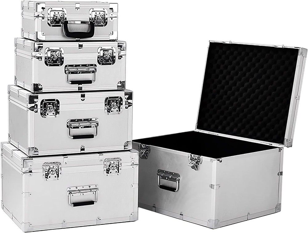 GRFIT Toolbox Aluminum Hard Tool Box Briefcase Portable Storage Toolbox Carrying